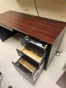 Desk With Overhead Storage, And 2 Drawer File Cabinet