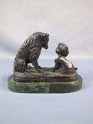 G. Ferrad Metal Sculpture, "Can't You Talk?" Child and Dog