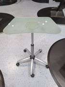 Jewell Adjustable Height Rolling Salon Table with Frosted Glass Top