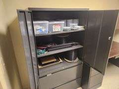 Global Metal Cabinet With 2 Drawer Lateral File Cabinet on Bottom, 65.5" x 36" x 18"