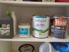 Household Fluids, Chemicals, and Storage Shelf