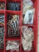Two Organizer Boxes Filled with Screws, Nails and Hardware
