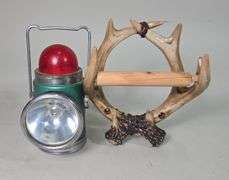 Hamilton Vintage Camping Lantern, And Resin Deer Antler Toilet Paper Holder