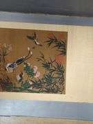 Vajrasattva Framed Print, 20.75" X 17.75" And Chinese Scroll Print Of Flowers And Birds. 56" X 23.5"