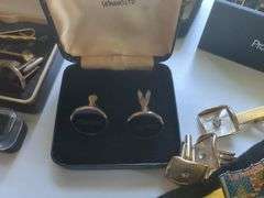 Mens Cufflinks, Tie Clips, Pins and Rings in Storage Box
