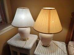Ceramic Lamps with Pleated Shades, Qty 2