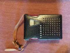 Vintage Sportiere Pocket Binoculars & Toshiba Transistor Radio In Leather Carry Case