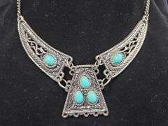 Sterling Silver and Turquoise Necklace and Earring Set