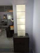 Modern Paper Tall Floor Lamp And Floating Cabinet, Bidder Responsible For Proper Removal,  Cabinets are Mounted To Wall.
