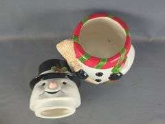 Godinger Christmas Tree Candleholder & Sterling Inc. Snowman Cookie Jar