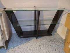 Modern Glass and Wood Display Shelf