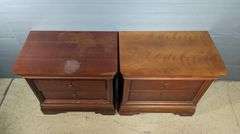 Impressions By Thomasville Two-Drawer Nightstands, Qty 2, Both Have Wear, One Has Water Damage