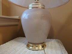 Ceramic Lamps with Pleated Shades, Qty 2