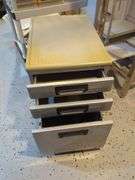Plastic Drawers And Metal Rolling Cabinet