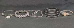 Ladies Rhinestone and Silver Toned Bracelets QTY 8