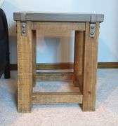 Restoration Hardware Wood and Metal Side Table, See Lot 211 For Matching Item