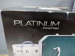 Picnic Time Platinum Wine Carrier And Metal Wine Rack
