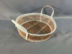 Ceramic Flower Pots, Qty 2, 12" x12 1/2" And 16" x 16", Woven Basket 6" x 10 1/2", Footstool 9 1/2" x 16" x 10", And Runner, 16 1/2" x 78"