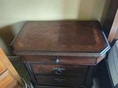 Wood Three Drawer Nightstand, 24" x 25" x 17"