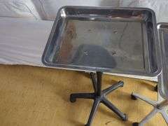 Adjustable Height Rolling Stainless Steel Tray Tables, Qty 2