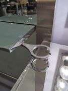 Full Length Brushed Metal Framed Mirror With Attached Mirrored Shelf/Tray