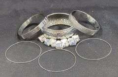 Ladies Silver Tone Bangle Bracelets, and Tennis Bracelet With Magnetic Closure Qty 6