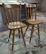 Wood Swivel Bar Stools with Footrest, Qty 2