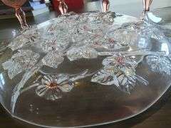 Mikasa Walther Crystal West Germany Glassware Plates, Qty 4 And Blush Wine Stemmed Glasses, Qty 4