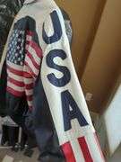 Michael Hoban Where MI Womens Leather Jacket USA Flag Theme, Size S