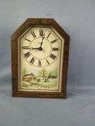 Verichron Wooden Framed Wall Clock with Cabin Scene, 12" x 8.5"