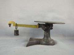 Assorted Scales, Measuring Weights, and Miniature Cast Iron Pots