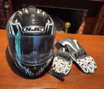 HJC Motorcycle Helmet and Riding Gloves