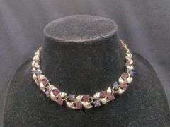 Ladies Rhinestone Choker and Sarah Coventry Layered Gold Tone Necklace and Bracelet Set