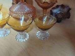 Carnival Glass Decorative Bowls, Compotes, and Lidded Dish
