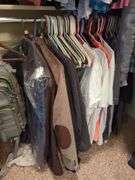 Men's Clothing Including Hats, Ties, Pants, Shirts, Magic Wire Whisk, Backpack And More, Contents Of Left Side Of Closet