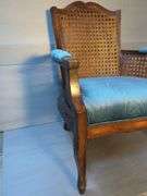 Wicker Back Armchair with Upholstered Seat