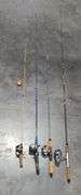 Fishing Rods And Reels, Qty 4, Reel Brands Include Zebco, Viking, And Unmarked, Some Need Repair