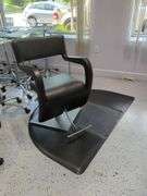 Black Salon Styling Chair with Floor Mat