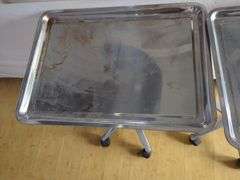Stainless Steel Rolling Tray Tables, Qty 2, 29"