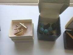 Mens Cufflinks, Tie Clips, Pins and Rings in Storage Box