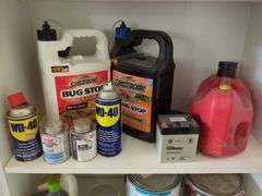 Household Fluids, Chemicals, and Storage Shelf