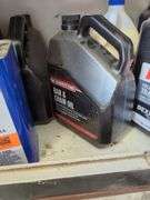 Lot of Klean Strip Lacquer Thinner, Mineral Spirits, Transmission Fluid, Coolant, Bar & Chain Oil, Heater Fuel, and Titebond II Premium Wood Glue, Contents Of Shelf