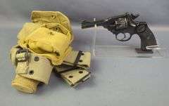 Webley & Scott Mark IV .38 cal Top Break 6-Shot Revolver SN# 46974, In Canvas Holster With Web Belt And Ammo Pouch