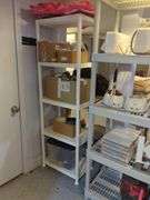 Two Plastic Multi-Tier Shelving Units, Contents NOT Included