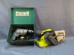 Black & Decker Heavy Duty 3/8" Hole Gun Drill with Metal Case and Ryobi Belt Sander BE319