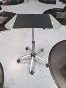 Jewell Adjustable Height Rolling Salon Table with Frosted Glass Top