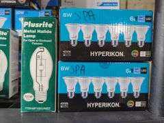 Light Bulbs Including LED, Halide, Flood Lights, and More, Contents Of 2 Shelves