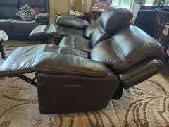 Leather Three-Seat Reclining Sofa with USB Ports
