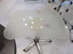 Jewell Adjustable Height Rolling Salon Table with Frosted Glass Top