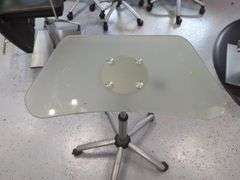 Jewell Adjustable Height Rolling Salon Table with Frosted Glass Top